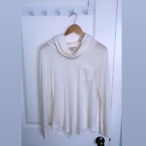 Cream Cowl-Neck Long Sleeve